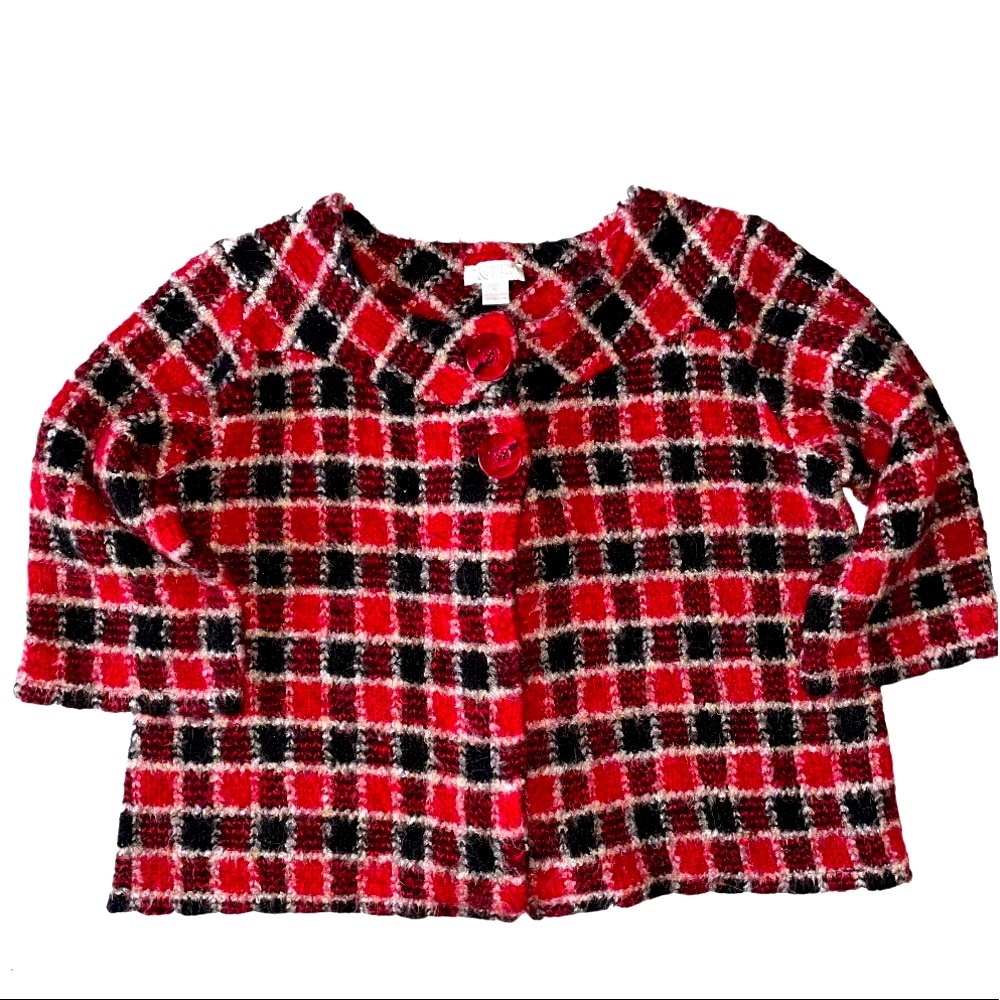Christopher & Banks Plaid Red & Black Sweater S:XL